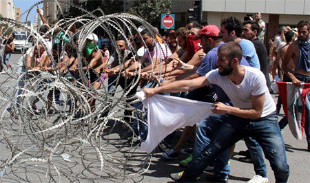 protestas civiles en el centro de Beirut